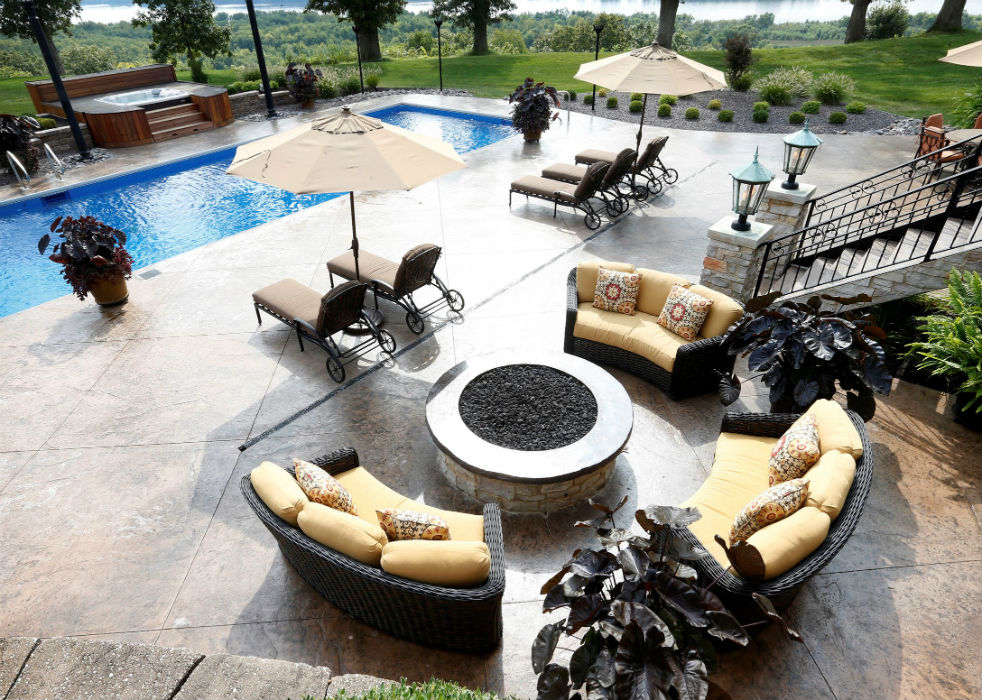 Rhonda Staley IIDA Mississippi Bluffs Estate Outdoors back deck pool fire pit