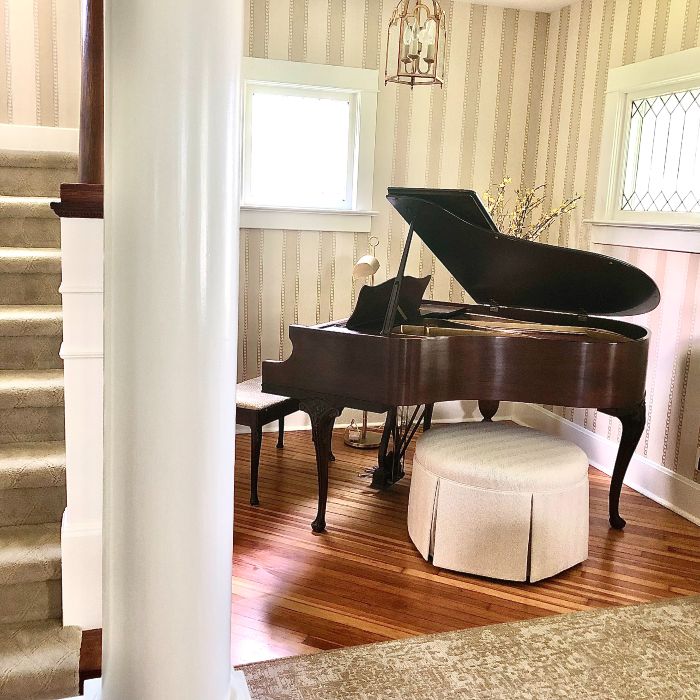 Rhonda Staley Home Interior Design Iowa City 1923 Midwest Farmhouse piano