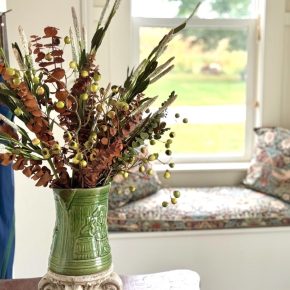 back entry floral arrangement for fall